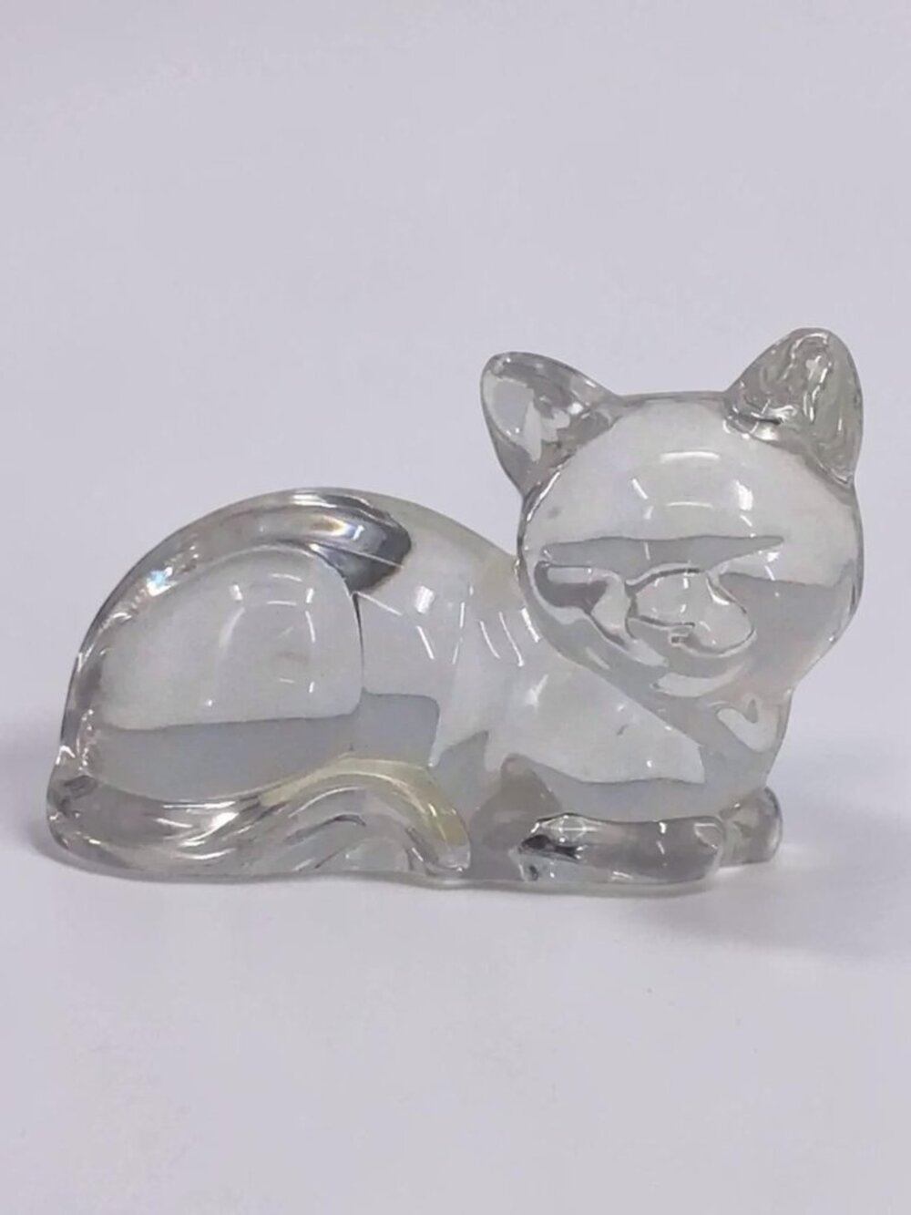 Vintage Princess House Pets Cat Laying Down Figurine 24% Lead Crystal Germany